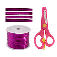 Pandahall Plastic Wire Twist Ties, with Iron Core and Stainless Steel & ABS Plastic Scissors, Blue Violet, 4x0.2mm, about 100yards/roll, 1roll(AJEW-TA0017-18E)