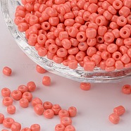 (Repacking Service Available) Baking Paint Glass Seed Beads, Light Coral, 12/0, 1.5~2mm, Hole: 0.5~1mm, 12g/bag(SEED-C024-C-K16)