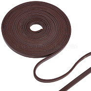 Flat Cowhide Leather Cord, for Jewelry Making, Coconut Brown, 8x4mm(WL-GF0001-10C-03)