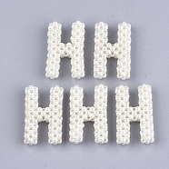 Handmade ABS Plastic Imitation Pearl Woven Beads, Letter, Beige, 33x20x7~8mm(FIND-T039-18-H)
