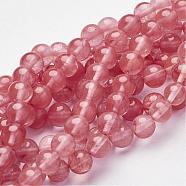 Cherry Quartz Glass Beads Strands, Round, Salmon, 8mm, Hole: 1mm, about 46pcs/strand, 15.2 inch(Z0ND1013)