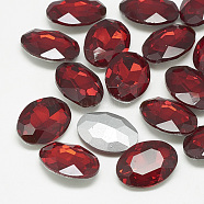 Pointed Back Glass Rhinestone Cabochons, Back Plated, Faceted, Oval, Light Siam, 25x18x6mm(RGLA-T080-18x25mm-07)