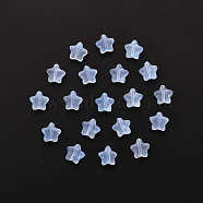 20Pcs Transparent Glass Beads, Star, Light Sky Blue, 8x8.5x4.5mm, Hole: 1mm(GLAA-YW0001-08)