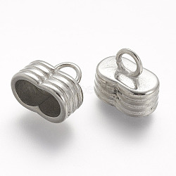 304 Stainless Steel Cord Ends, For Leather Cord Bracelets Making, Stainless Steel Color, 12x13x8mm, Hole: 3.5mm, Inner Diameter: 5mm(X-STAS-A032-167P)