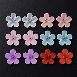 Transparent Acrylic Beads, Frosted, Flower, Mixed Color, 22x23x6.5mm, Hole: 1.6mm, about 378pcs/500g(MACR-S373-116-D)