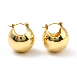 Brass Hoop Earrings, Long-Lasting Plated, Hollow Round, Real 18K Gold Plated, 21.2x19.3x20.5mm, Pin: 0.7mm(EJEW-D273-01G)