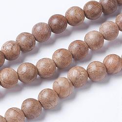 Natural Wood Beads Strands, Round, BurlyWood, 6mm, Hole: 1mm, about 63pcs/strand, 14.9 inch(38cm)(X-WOOD-J001-02-6mm)
