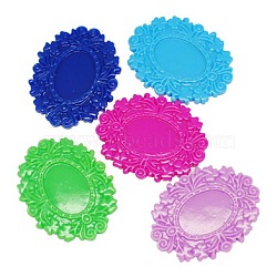 Opaque Resin Cabochons Settings, Flower, Colorful, 50x40x4mm, Inner Diameter: 25x18mm(X-CRES-B1234-M)