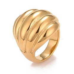 Ion Plating(IP) 304 Stainless Steel Textured Chunky Finger Ring, Croissant Ring for Men Women, Golden, US Size 6 1/4(16.7mm)~US Size 10(19.8mm)(RJEW-B040-04G)