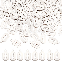 100Pcs 201 Stainless Steel Charms, Laser Cut, Blade Shape, Stainless Steel Color, 13x7x0.5mm, Hole: 1.4mm(STAS-DC0011-83)