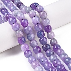 Dyed Natural White Jade Beads Strands, Two Tone, Barrel Beads, Medium Purple, 10x8.5~9mm, Hole: 1mm, about 43~45pcs/strand, 14.76~15.6''(37.5~39cm)(G-T138-D17)