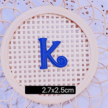 (Clearance Sale)Computerized Embroidery Cloth Self Adhesive Patches, Stick on Patch, Costume Accessories, Letter, Blue, K:27x25mm
