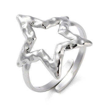 316 Stainless Steel Finger Rings, Star, Stainless Steel Color, US Size 6 1/4(16.7mm)