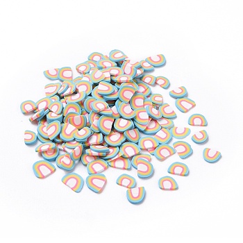 Handmade Polymer Clay Cabochons, Rainbow, Colorful, 4~5x5~6x1~1.5mm, about 44444pcs/1000g