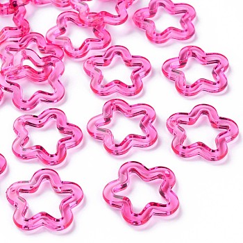 Transparent Acrylic Beads, Flower, Deep Pink, 30x30.5x5mm, Hole: 1.8mm, about 340pcs/500g