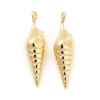 Brass Pendants, Conch Charm, Real 18K Gold Plated, 22x6x5.5mm, Hole: 1.6mm
