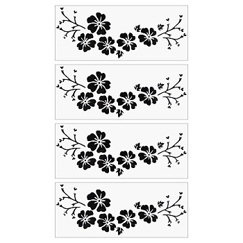 PET Waterproof Car Stickers, Self-Adhesive Decals, for Vehicle Decoration, Flower, Black, 125x307x0.1mm, Sticker: 301x115mm
