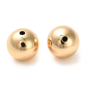 Brass Beads, Round, Real 18K Gold Plated, 12x11.5mm, Hole: 1.8mm
