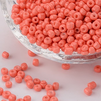 (Repacking Service Available) Baking Paint Glass Seed Beads, Light Coral, 12/0, 1.5~2mm, Hole: 0.5~1mm, 12g/bag