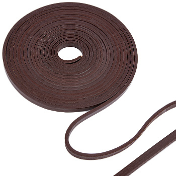 Flat Cowhide Leather Cord, for Jewelry Making, Coconut Brown, 8x4mm
