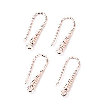 Eco-Friendly Brass Earring Hooks Findings, Cadmium Free & Nickel Free & Lead Free, Rose Gold, 21x9x2.3~2.8mm, Hole: 1.5mm, 20 Gauge, Pin: 0.8mm