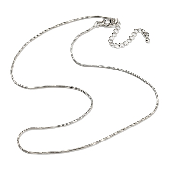 Long-Lasting Plated Brass Round Snake Chain Necklaces for Women, Cadmium Free & Lead Free, Platinum, 16.22 inch(41.2cm)