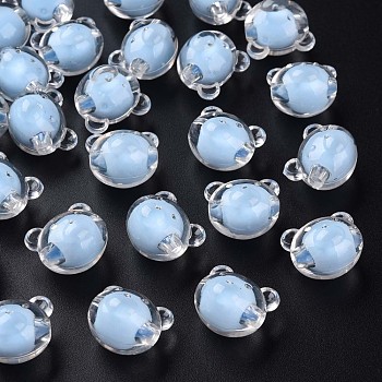 Transparent Acrylic Beads, Bead in Bead, Bear, Cornflower Blue, 16x18x15.5mm, Hole: 3mm, about 220pcs/500g