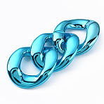 UV Plating Acrylic Linking Rings, Quick Link Connectors, for Curb Chains Jewelry Making, Twist Oval, Pale Turquoise, 48x40x12mm, Inner Diameter: 22x25mm(OACR-N009-007A-A02)