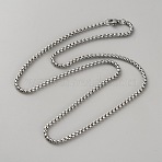 3MM 304 Stainless Steel Box Chain Necklaces, Non-Tarnish, Stainless Steel Color, 21.93 inch(55.7cm)(NJEW-WH0023-69B)