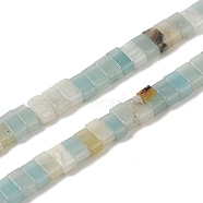Natural Flower Amazonite Beads Strands, 2-Hole, Rectangle, 2.5~3x5x2.5mm, Hole: 0.8mm, about 138~140pcs/strand, 15.28''~15.31''(38.8~38.9cm)(G-Z045-A04-01)