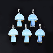 Opalite Pendants, with Stainless Steel Snap On Bails, Mushroom Shaped, 24~25x16mm, Hole: 5x3mm(G-N0325-10L)