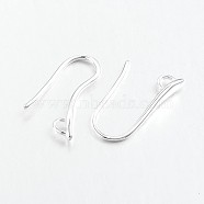 Brass Earring Hooks for Earring Designs, Ear Wire, with Horizontal Loop, Lead Free & Cadmium Free, Silver Color Plated, 20.5x8.5x2.5mm, Hole: 2mm, 18 Gauge, Pin: 1mm(KK-M142-02S-RS)