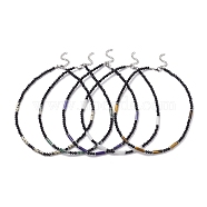 Glass & Non-magnetic Synthetic Hematite Bead Necklaces, Mixed Natural Gemstone Bead Necklaces, 304 Stainless Steel Jewelry, 15-3/8 inch(39cm)(NJEW-JN04287)
