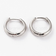 Brass Huggie Hoop Earrings, Long-Lasting Plated, Ring, Platinum, 16x15x4mm, Pin: 1mm(EJEW-C502-12P)
