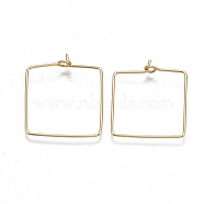 Brass Earring Hooks, Nickel Free, Real 18K Gold Plated, Rectangle, 20 Gauge, 24.5~26x21~22x0.8mm, Pin: 0.8mm(KK-T038-427G)