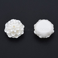 ABS Plastic Imitation Pearl Beads, Half Drilled, Flower, Creamy White, 15x15x8.5mm, Half Hole: 1.6mm(KY-N015-30)
