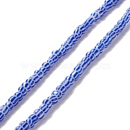 Handmade Lampwork Beads Strands,  2 Tone, Column, Dodger Blue, 4~5.5x2~4mm, Hole: 0.8mm, about 130pcs/strand, 14.96~15.75 inch(38~40cm)(BLOW-K001-01A-06)