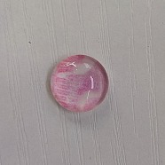 Glass Cabochons, Flat Round with Deer Pattern, Pink, 12x4mm, 117pcs/bag(GLAA-WH0025-30B)