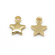 Brass Charms, Star, Real 18K Gold Plated, 6x4.5x1mm, Hole: 0.5mm(KK-T032-138G)