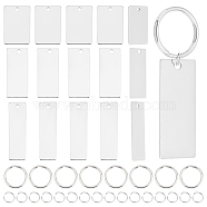 DIY Stamping Blank Tag Keychain Making Kit, Including 201 Stainless Steel Rectangle Pendants, 304 Stainless Steel Split Key Rings, Stainless Steel Color, 98Pcs/box(STAS-UN0039-58)