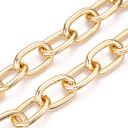 Aluminum Cable Chains, Oval Link Chains, Unwelded, Light Gold, 39x25x5.5mm(CHA-N003-03KCG)