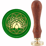 Brass Wax Seal Stamp with Handle, for DIY Scrapbooking, Peacock Pattern, 89x30mm(AJEW-WH0184-1047)