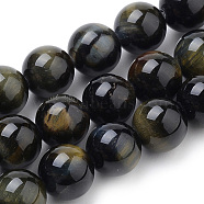 Natural Tiger Eye Beads Strands, Round, 6mm, Hole: 1mm, about 70pcs/strand, 15.7 inch(G-S259-22-6mm)