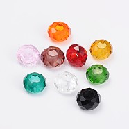 Glass European Beads, Large Hole Beads, No Metal Core, Rondelle, Mixed Color, 14x8mm, Hole: 5mm(X-GDA007)