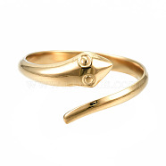 304 Stainless Steel Snake Wrap Open Cuff Ring for Women, Golden, US Size 6 3/4(17.1mm)(RJEW-T023-76G)