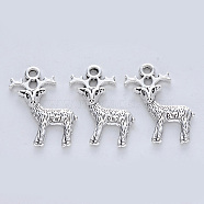 Tibetan Style Alloy Pendants, Cadmium Free & Lead Free, Elk Christmas Reindeer/Stag, Antique Silver, 23.5x19x3.5mm, Hole: 1.8mm(X-TIBE-R316-054AS-RS)