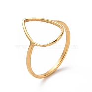Ion Plating(IP) 201 Stainless Steel Teardrop Finger Ring, Hollow Wide Ring for Women, Golden, US Size 6 1/2(16.9mm)(RJEW-J051-15G)
