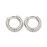 Tarnish Resistant 202 Stainless Steel Huggie Hoop Earrings with 304 Stainless Steel Pins for Women, Stainless Steel Color, 12x2.5mm(EJEW-H003-04P)