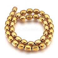 Electroplate Non-magnetic Synthetic Hematite Bead Strands, Polished, Cuboid, Golden Plated, 10~10.5x7~8mm, Hole: 1mm, about 39~40pcs/strand, 15.7 inch(40cm)(G-I208-14-C)