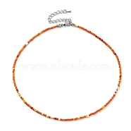 Glass Beaded Necklace, with Alloy Clasps, Orange, 16.10 inch(40.9cm)(NJEW-Z029-05M)